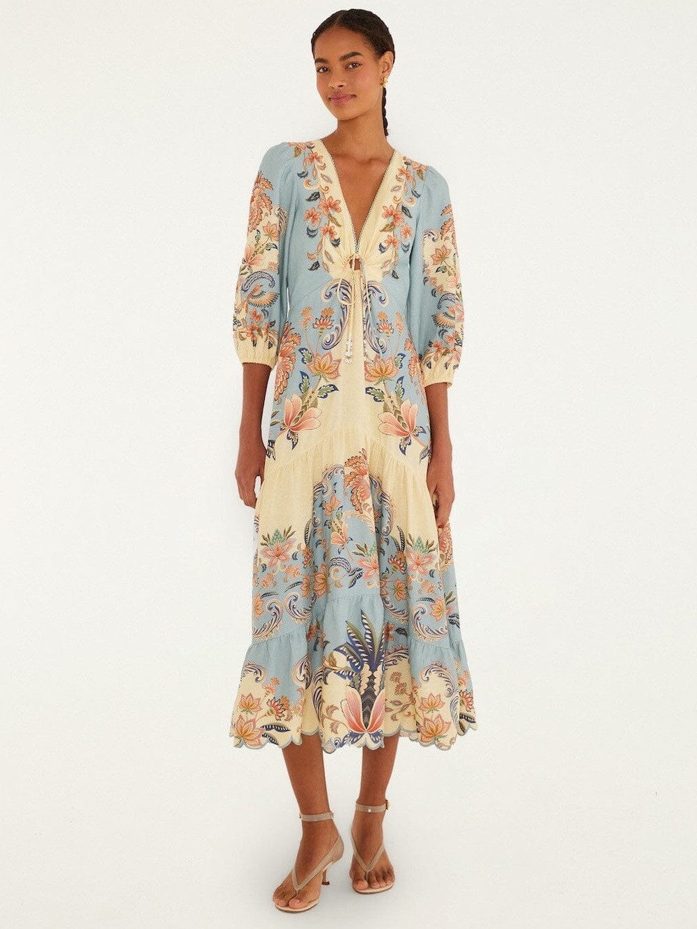 Farm Rio Butter Yellow Boho Beauty Maxi Dress XS